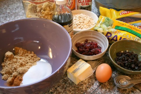 Ingredients for oatmeal cookies
