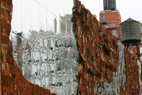 Art installation called Broken Bridge II by El Anatsui