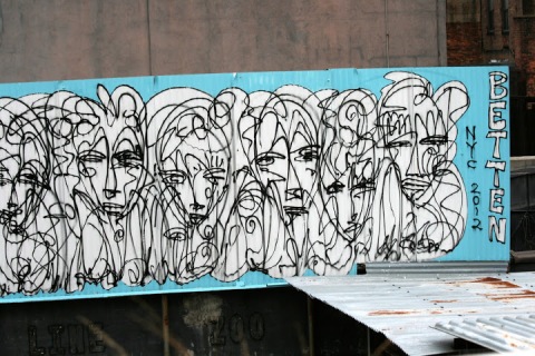 Nearby wall art seen from High Line