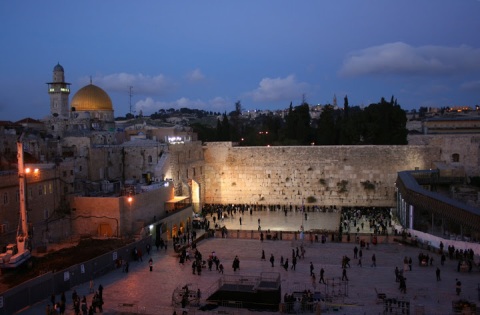 Visiting the Western Wall at sunset