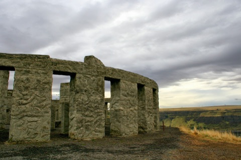 Replica of Stonehenge on a bluff over the Columbia River